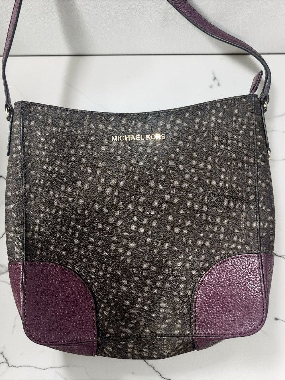 Michael Kors Brown and Plum Signature Crossbody - Picture 2 of 12